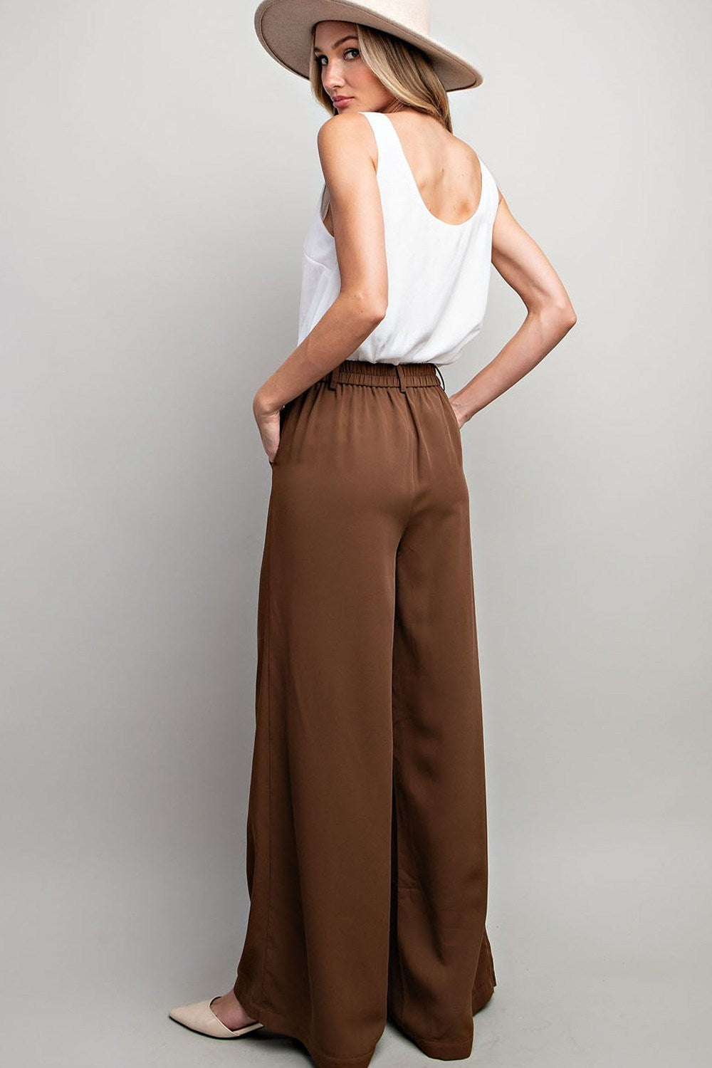 Exec Wide-Leg Pants - BROWN