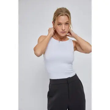 Basic Boat-Neck Tank - White