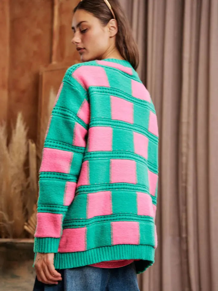 Spring Checkered Cardigan